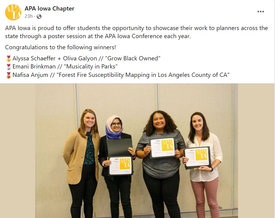 Nafisa Anjum (@snafisaanjum) on Twitter photo Something to be proud of!
Thank you @APAIowaChapter for this prestigious award 🥉
<a href="/IowaStateU/">Iowa State University</a> Something to be proud of!
Thank you @APAIowaChapter for this prestigious award 🥉
<a href="/IowaStateU/">Iowa State University</a>