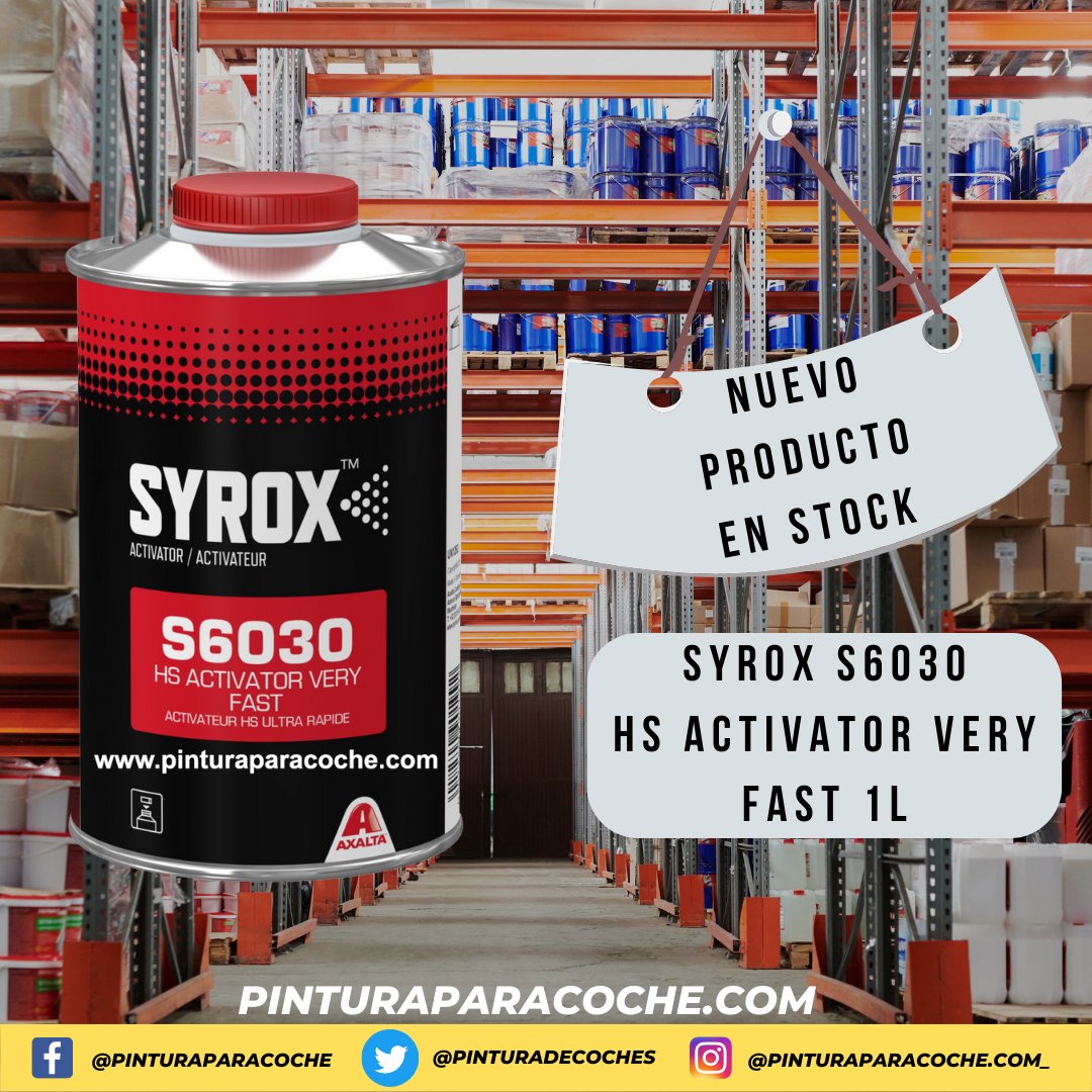 PinturaDeCoches's tweet photo. STOCK ACTUALIZADO! Hemos recibido algunos productos que estaban sin stock y un nuevo producto:
🆕 SYROX S6030 HS ACTIVATOR VERY FAST 1L. ➡ https://t.co/uNr3eyAVQl
#otoño2022 #pinturaparacoche #atrevete #pintatucoche #codigoscolor #Standoblue #Standox #SpiesHecker #Sikkens https://t.co/E78tOBcmjf