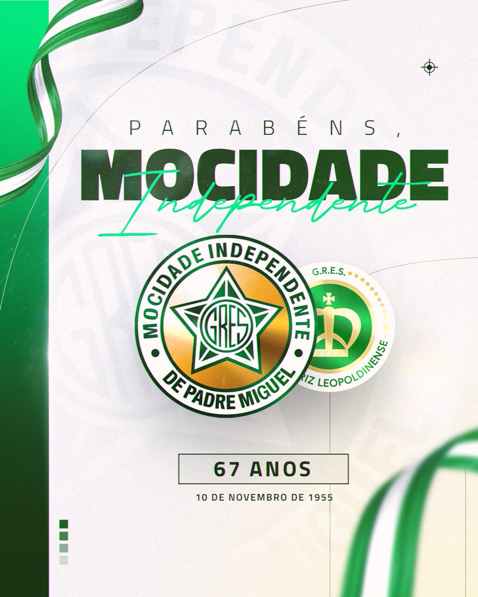 oficialgresil's tweet photo. Festa em Padre Miguel! 🎉🎁

Nossa co-irmã, @GRESMIPM, comemora 67 anos no dia de hoje e a Família Imperatriz, através de sua Diretoria, deseja todo sucesso do mundo a vocês.

Parabéns, Mocidade! 💚⭐️ https://t.co/Co46VQrfOP