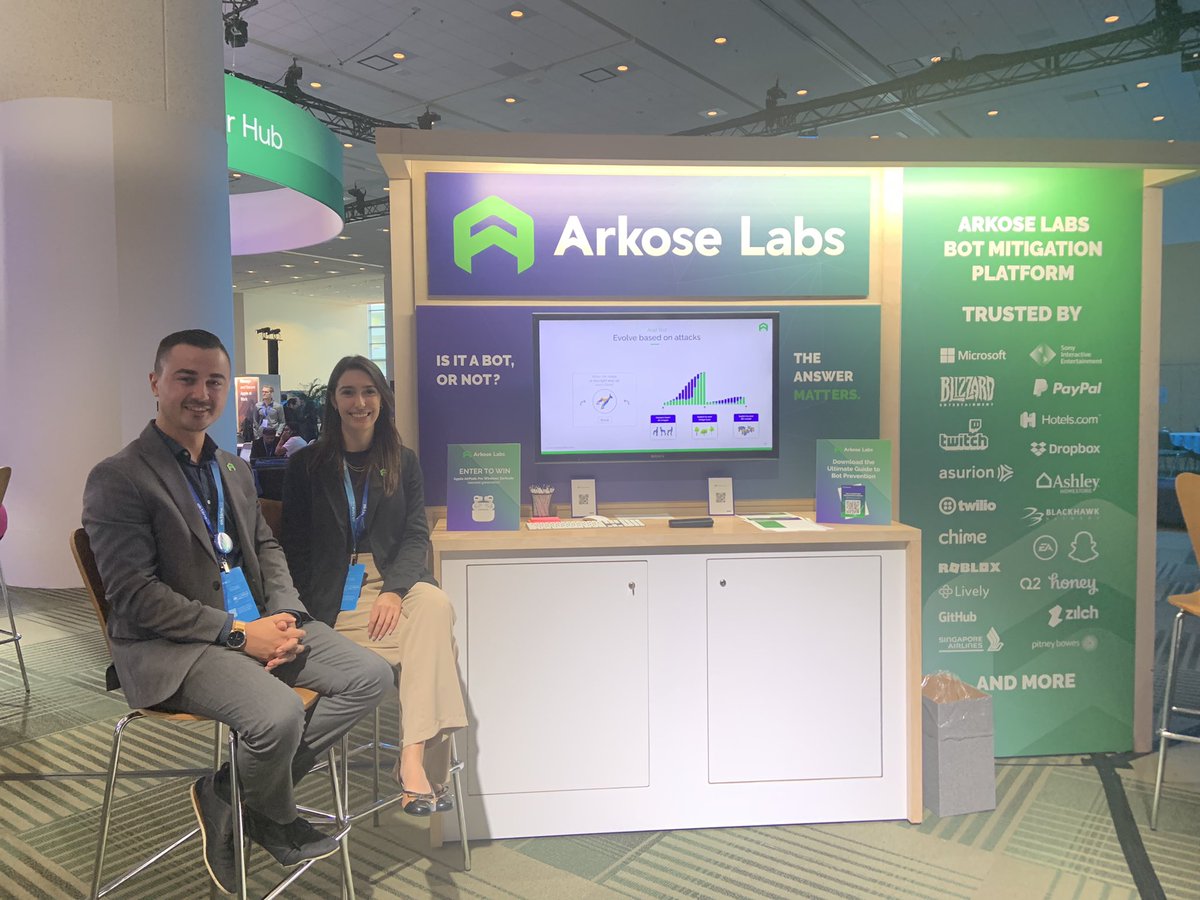 kellyliu677's tweet photo. Last day at #Oktane22, come by our booth for some insights on how we helped some of the largest brands reduce cost resulted from account takeover attacks, and improve user experience customers on line. @ArkoseLabs #botmanagement #identitymanagement #ato https://t.co/1gNbACkBiH