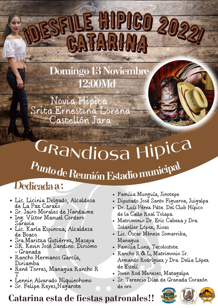 𝑳𝒂 #AlcaldiaDeCatarina  𝒊𝒏𝒗𝒊𝒕𝒂𝒏 𝒂 𝒅𝒊𝒔𝒇𝒓𝒖𝒕𝒂𝒓 𝒅𝒆𝒍 𝒈𝒓𝒂𝒏𝒅𝒊𝒐𝒔𝒐 𝒅𝒆𝒔𝒇𝒊𝒍𝒆 𝑯𝒊𝒑𝒊𝒄𝒐 𝒆𝒔𝒕𝒆 13 𝒅𝒆 𝑵𝒐𝒗𝒊𝒆𝒎𝒃𝒓𝒆 𝒄𝒐𝒏 𝒍𝒂 𝒑𝒂𝒓𝒕𝒊𝒄𝒊𝒑𝒂𝒄𝒊ó𝒏 𝒅𝒆 𝒋𝒊𝒏𝒆𝒕𝒆𝒔 𝒅𝒆 𝒕𝒐𝒅𝒐 𝒆𝒍 𝒕𝒆𝒓𝒓𝒊𝒕𝒐𝒓𝒊𝒐 𝒏𝒂𝒄𝒊𝒐𝒏𝒂𝒍.🏇🏇🐎🐎‼️