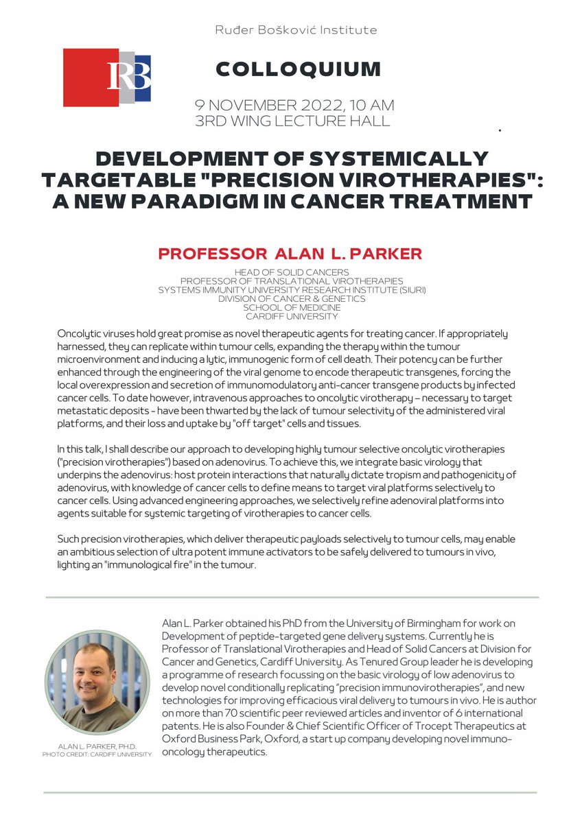 Adenovirus research group_Ruder Boskovic Institute (@adenoteam) on Twitter photo Yesterday we had great opportunity to attend beautiful lecture by <a href="/alanlparker/">Alan Parker</a> who thought us how to train oncolytic #adenovirus vectors. <a href="/institutrb/">Ruđer Bošković Institute</a> <a href="/hrzz_science/">Croatian Science Foundation</a> Yesterday we had great opportunity to attend beautiful lecture by <a href="/alanlparker/">Alan Parker</a> who thought us how to train oncolytic #adenovirus vectors. <a href="/institutrb/">Ruđer Bošković Institute</a> <a href="/hrzz_science/">Croatian Science Foundation</a>