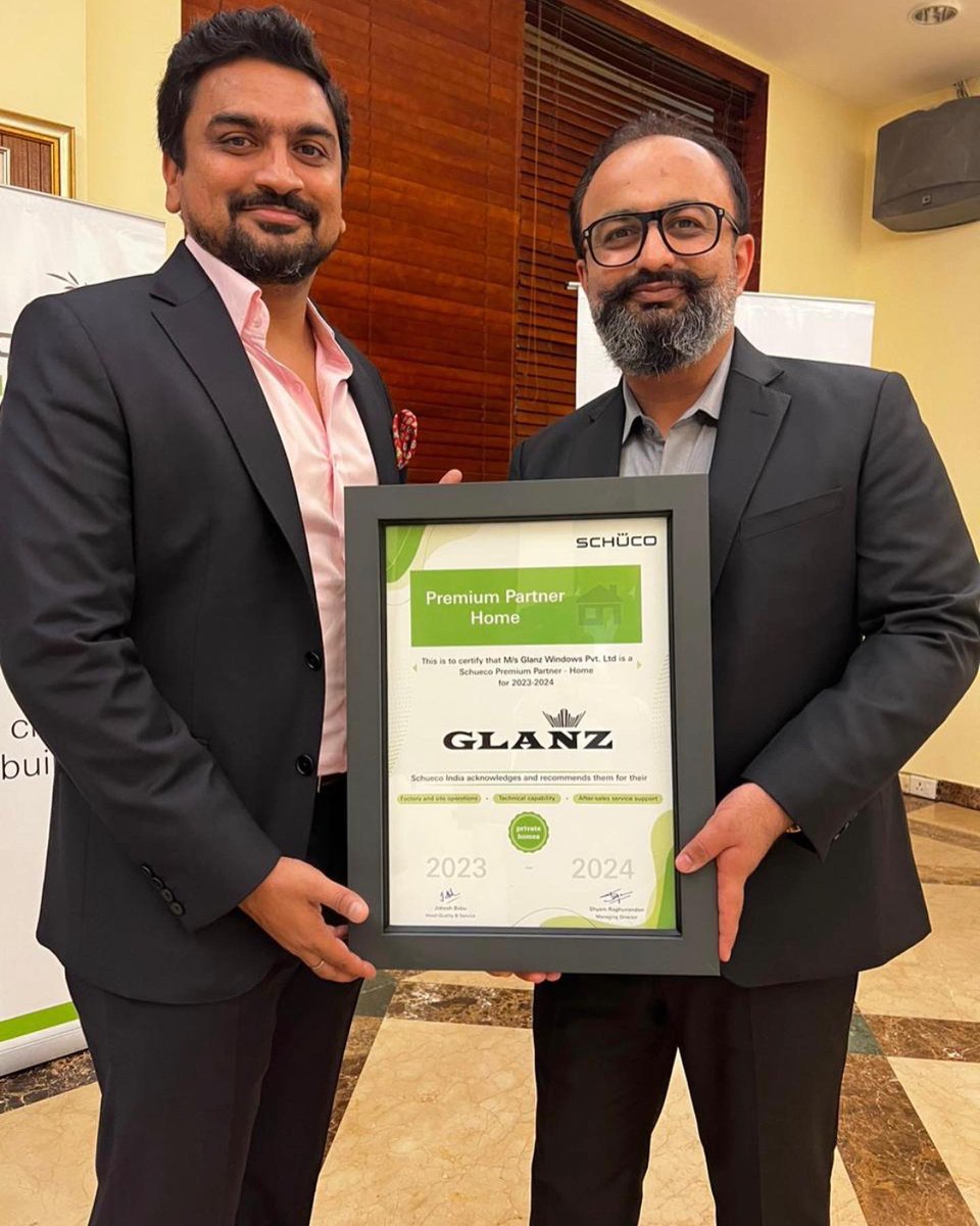 Another feather in our cap & proud moment for entire Glanz team….
Glanz becomes ‘Schüco Premium Partner- Home’

Special thanks to entire team of Schüco india.

#privatehomes #luxuryhomes #windowfabrication #fenestration #facades #architectural #buildingmaterials