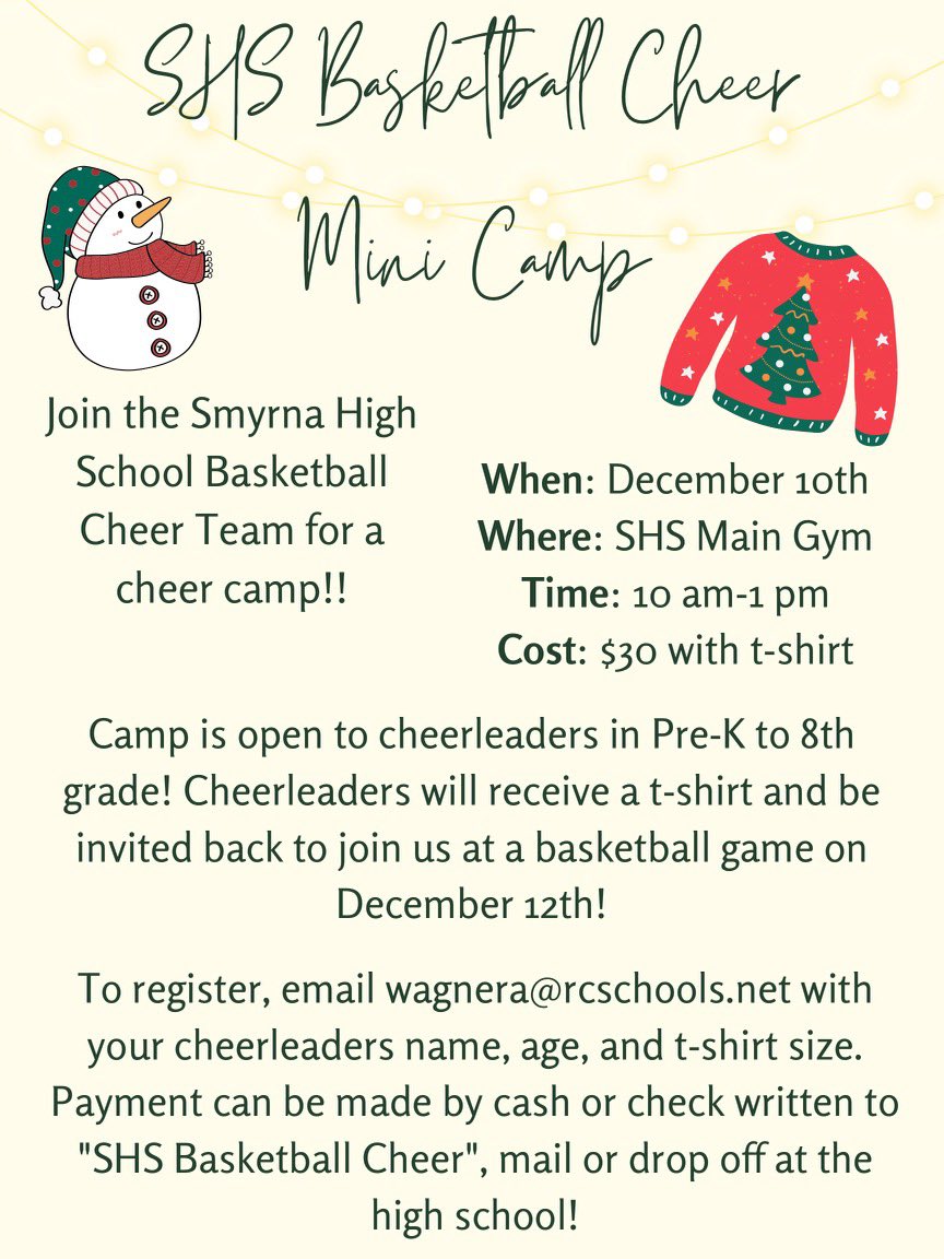 THE SHS BASKETBALL CHEERLEADERS ARE HOSTING A WINTER CLINIC! ❄️💜💛❄️