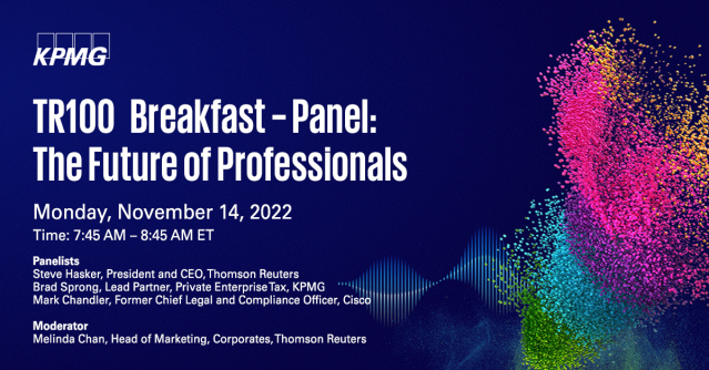 JesusFlores_CA's tweet photo. Now more than ever, professionals within the Legal, Tax and Trade industries are navigating a multitude of disruptive forces. Add TR100 to your Monday, 11/14, #SYNERGY2022 agenda to learn more. https://t.co/OPuH9MM9aM https://t.co/Yxe00qC7eK