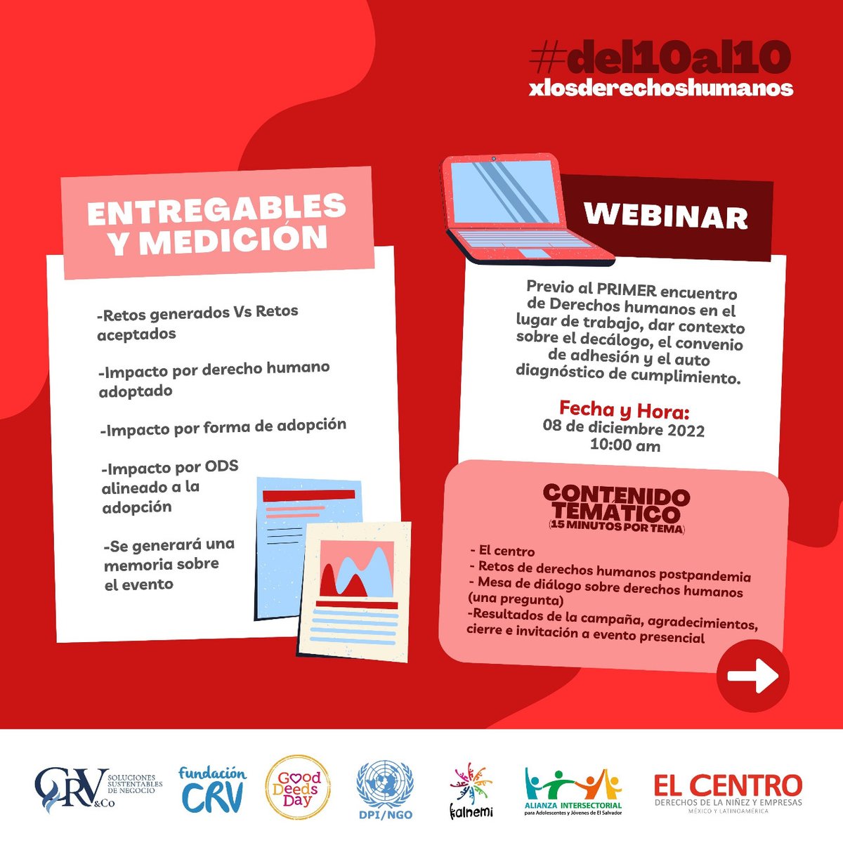 CentroDerechos's tweet photo. Súmate a la campaña #del10al10xlosderechoshumanos aceptando el reto, viviendo los derechos en tu empresa y compartiendo tus acciones!
Tienes del 10 de noviembre al 10 de diciembre para unirte al reto!
#derechoshumanos #DHLT https://t.co/sAz6XswKr1