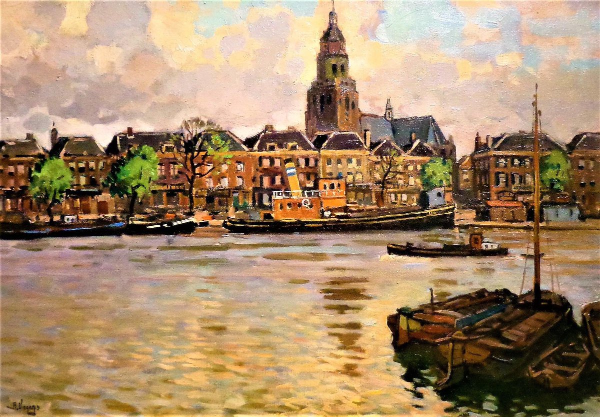 kvandervate's tweet image. In #Nunspeet heb ik deze week het @NVeluwsMuseum bezocht, waar de tentoonstelling ‘ #Springlevend! ‘ is te zien over het werk van Ben #Viegers. Op de foto’s zie je: ‘Boerenerf met #bloesemboom’, ‘Vaart met koeien op een #praam’, ‘De #Rijnkade in #Arnhem’ en ‘Muurhuizen in #Rees’.