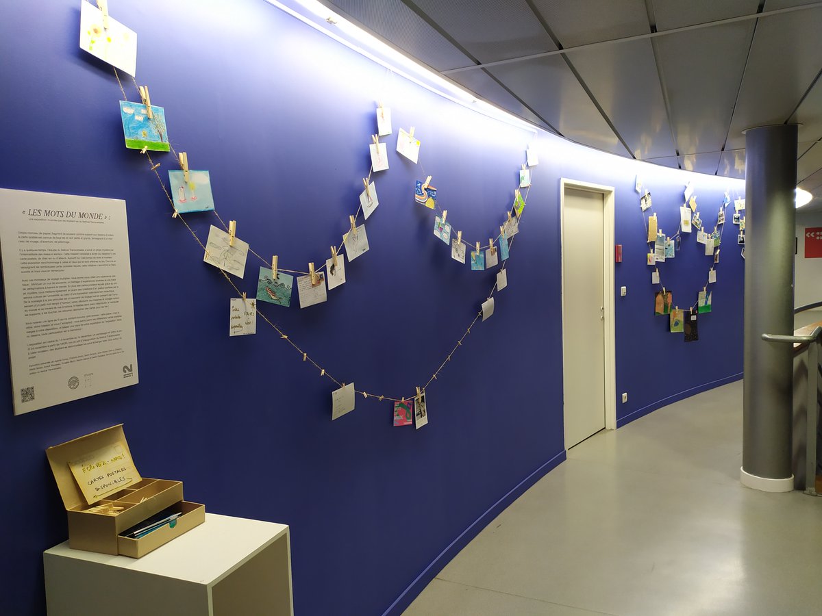 Hyperfictive's tweet image. Dans le cadre des Transversales, 12e édition, on a monté une exposition de cartes et d'art postal, et j'aime beaucoup trop le résultat ! L'expo est visible à @UnivRennes_2 sur la mezzanine du bâtiment O jusqu'au 2 décembre ☺️