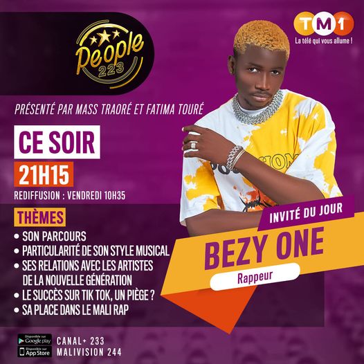 People2231's tweet photo. Il est l'une des coqueluches de la nouvelle génération de rappeurs maliens.
Ce soir, il sera sur le plateau de @People2231.
Découvrez l'autre facette de #Bezy_One ce jeudi soir à partir de 21h15 sur @TM1TV223 et sur la page Facebook https://t.co/UFHJyBle1E. https://t.co/iXv8V1MlZQ