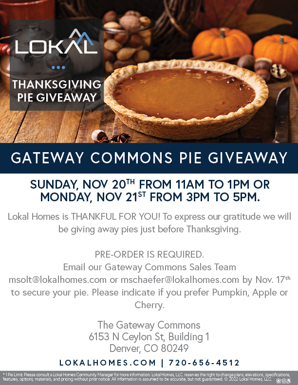 HomesLokal's tweet photo. Did someone say free pie?! Pre-Order your pie today by contacting our Gateway Commons sales team! #LokalHomes #FallinLove #DenverCORealtor #DenverCORealEstate #ColoradoHomesforSale #DenverHomesforSale #DenverCO https://t.co/qz7tItCFVv