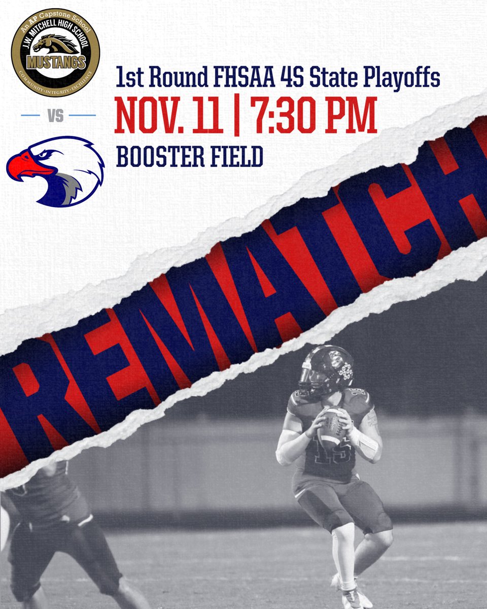 REMATCH…..PLAYOFFS!!

This time its in #EagleCountry

🏈Mitchell @ #TheStead @ 7:30pm

SHS Student tailgate at 6pm

CAMO NIGHT in honor of Veterans Day

Get your 🎟 exclusively on GoFan.co
Parking 🚘 @ SpringsteadAthletics.com