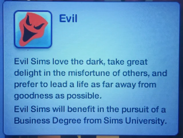 terminallyOL's tweet photo. Sims 3 was really onto something with the evil trait https://t.co/9TdThVVozu