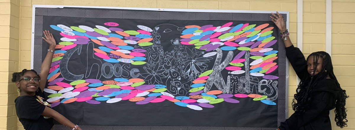 Beautiful bulletin board by our 8th grade <a href="/eastcarymiddle/">East Cary Magnet Middle School</a> global scholars with participation from the entire school #choosekindness <a href="/Ndavis615/">Dr. Nikia Davis</a> <a href="/TonyetteRConley/">Mrs. Conley⭐️💛✨</a> <a href="/mlopez8science/">Melissa Lopez</a> <a href="/drew_jdrew/">Jerome Drew</a> <a href="/shandua_ellis/">Shandua Ellis</a>
