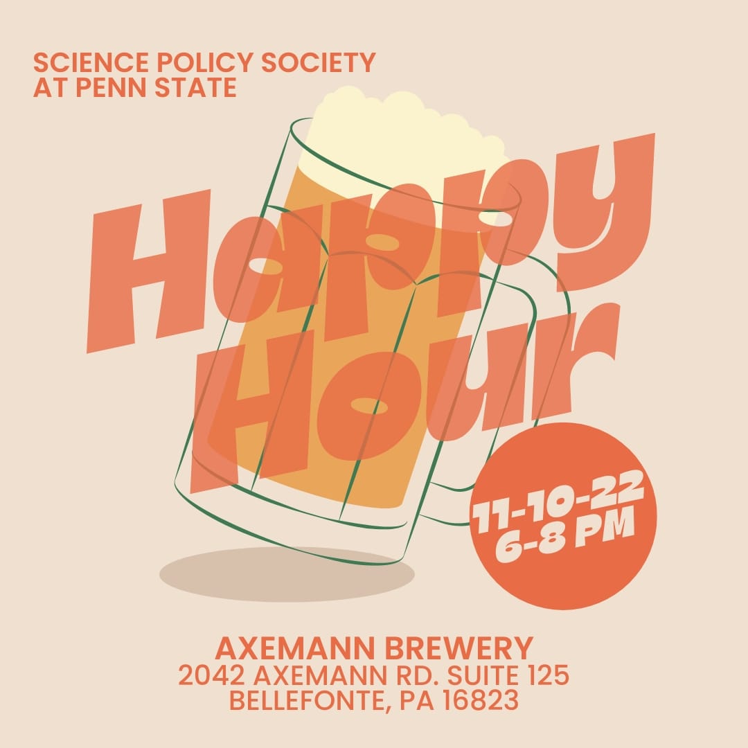 PSUSciPolicy's tweet photo. Social happy hour today! Axemann Brewery at 6pm https://t.co/fEl4zWCVou