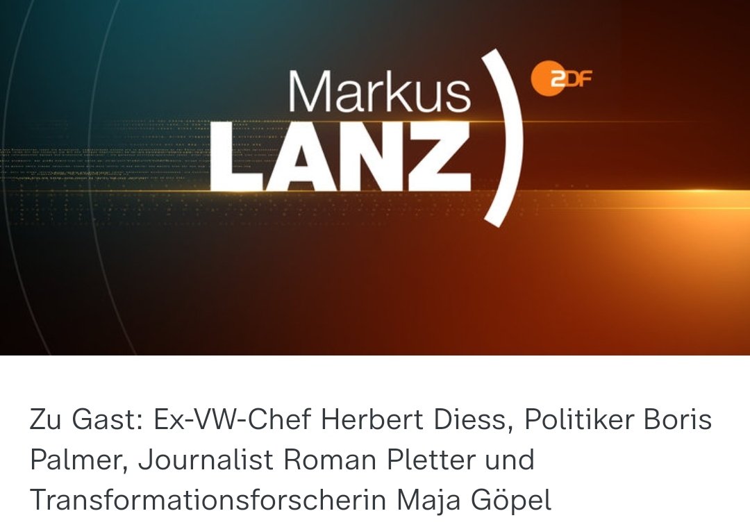 Markus Lanz (@markus__lanz) on Twitter photo 📺23:15 Uhr: Markus #lanz
Mit folgenden Gästen:
<a href="/beyond_ideology/">Maja Goepel @beyond-ideology.bsky.social</a> , <a href="/Herbert_Diess/">Herbert Diess</a> , <a href="/RPletter/">Roman Pletter</a> und <a href="/ob_palmer/">Boris Palmer</a> 📺23:15 Uhr: Markus #lanz
Mit folgenden Gästen:
<a href="/beyond_ideology/">Maja Goepel @beyond-ideology.bsky.social</a> , <a href="/Herbert_Diess/">Herbert Diess</a> , <a href="/RPletter/">Roman Pletter</a> und <a href="/ob_palmer/">Boris Palmer</a>