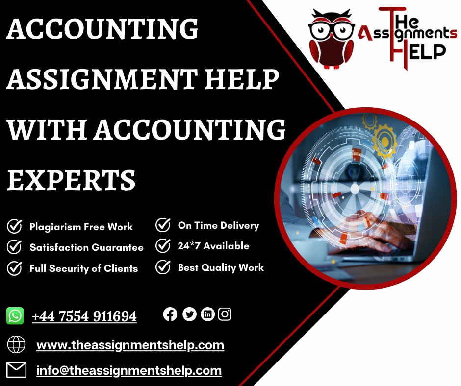 tasignmentshelp's tweet image. Be confident! Because you choose our Accounting assignment help services.
Order Your Task Now
#accountingassignmenthelp #accountingassignmenthelper #accountingassignmentwriter #accountingassignmenthelpwithexperts #businessaccountingassignment #accountinghelp #theassignmentshelp