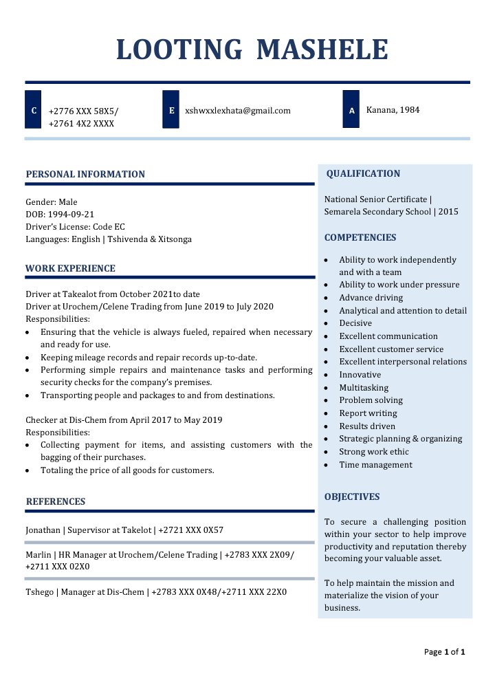 Mkansi_R's tweet photo. @ChrisExcel102 DM to have your CV Revamped R60 ♥️ https://t.co/EKAOOEfUqZ