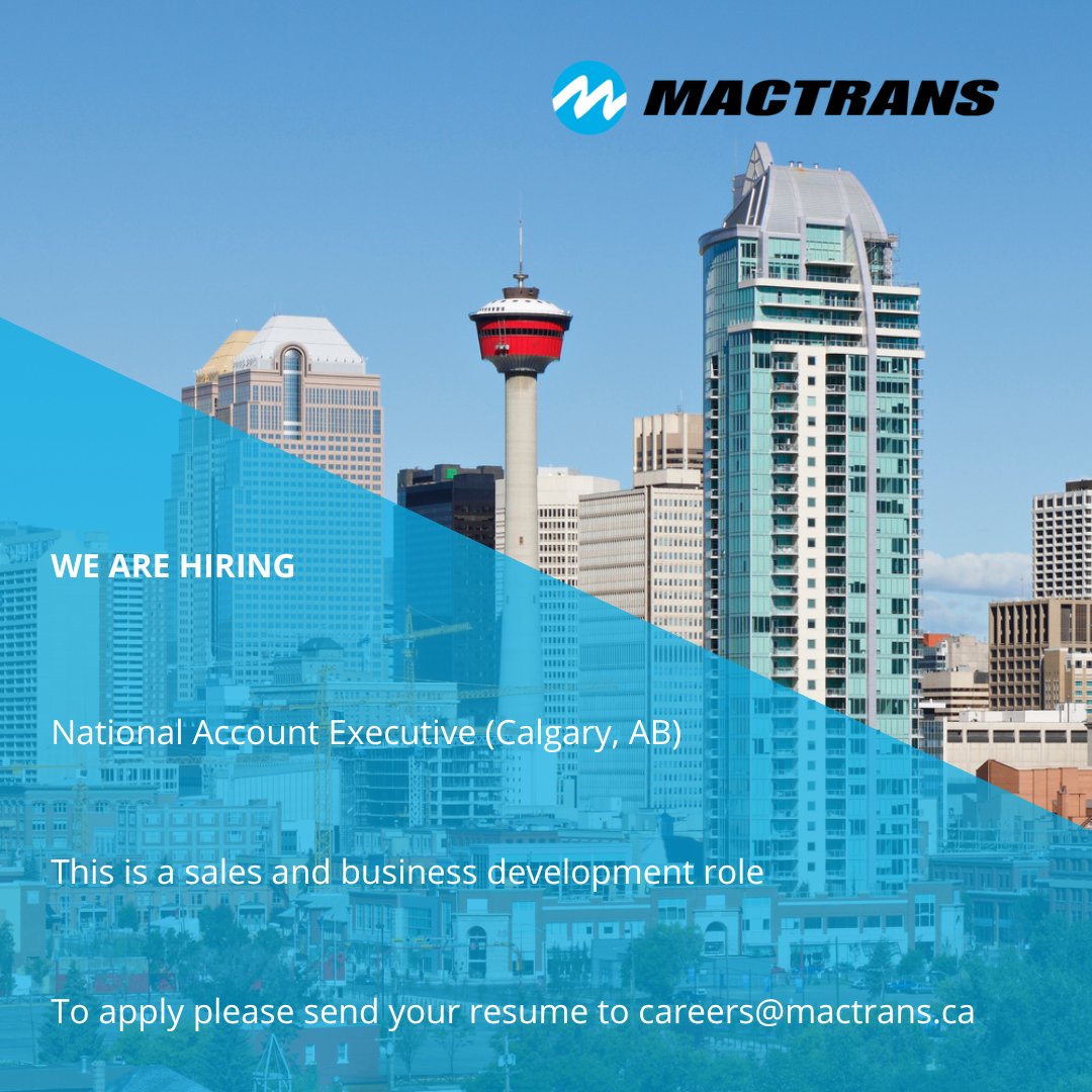 We are currently hiring a National Account Executive to join our team in Calgary. This is a business development and outside sales position. To apply please visit mactrans.ca/3pl-careers/.