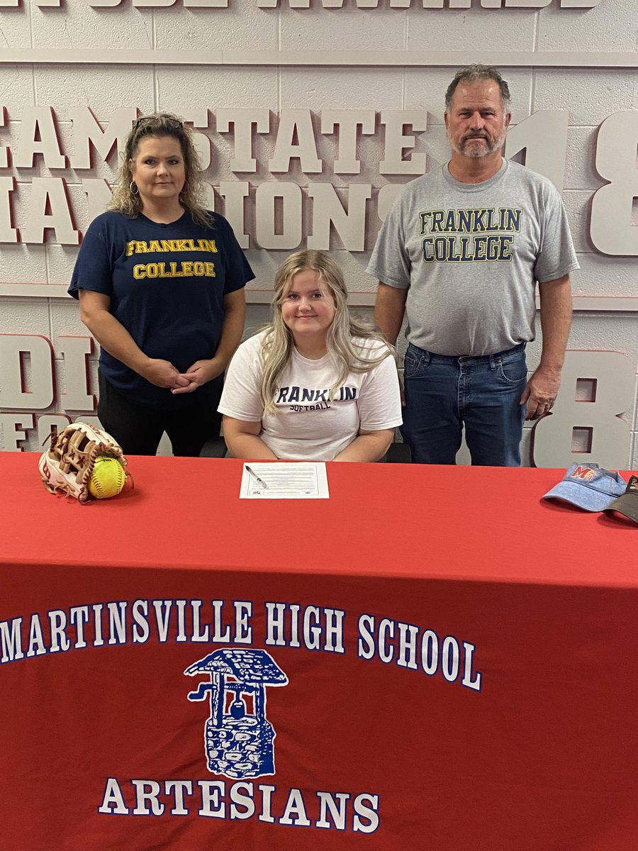 ArtesianNation's tweet photo. Congratulations Karson Pruitt who will continue her academic and softball career at Franklin College! @MSDMartinsville @redbluecrew @AwesomeArties @ericbowlen @BellCatMHS @ArtesiansUnited https://t.co/HJMVL2HZia