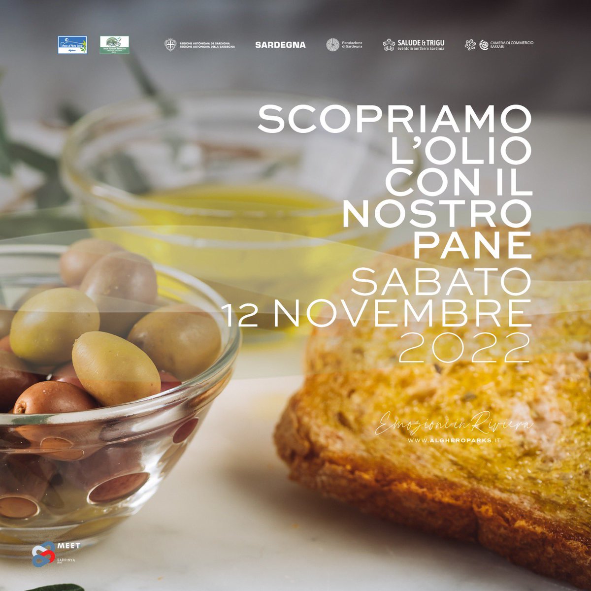 Scopriamo l’Olio con il nostro Pane! 
Un evento dedicato alla produzione olivicola locale e al “Pa Punyat”, il pane della tradizione algherese! 
#algheroparks #alghero #saludetrigu #northsardinia #meet_sardinya