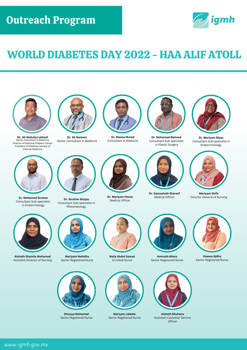 igmhmv's tweet photo. OUTREACH PROGRAM

A team from NDC, IGMH, will be travelling to Haa Alif Atoll to mark World Diabetes Day 2022 where awareness and health screening sessions will be held from 12th to 15th November 2022. https://t.co/CkAmc8nWnJ