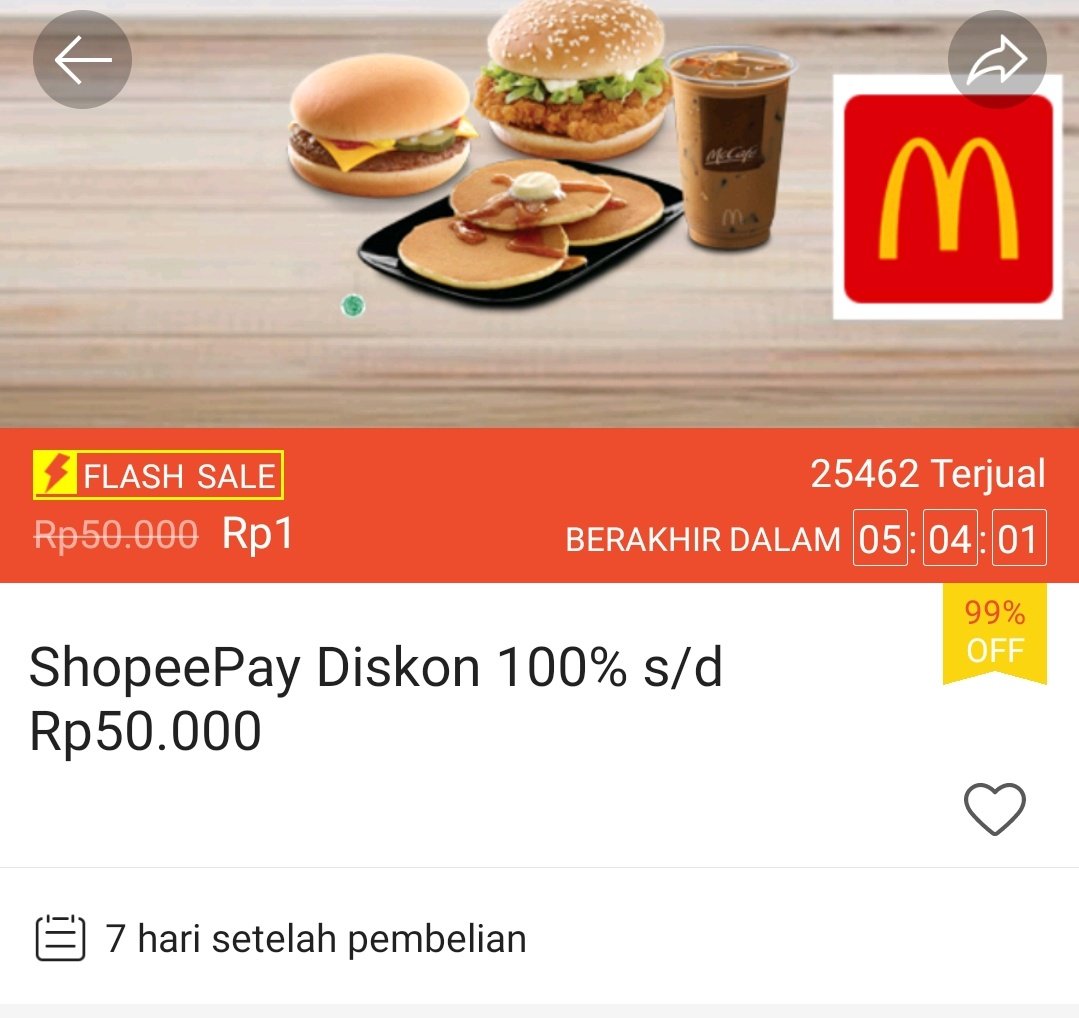 SiePalingPromo's tweet photo. 📌 VOUCHER MCD DI SHOPEE
- min belanja Rp 100.000 diskon 100% s/d Rp 50.000
https://t.co/R7FSohBwCg

#McDonalds https://t.co/xee3xRJ8F4