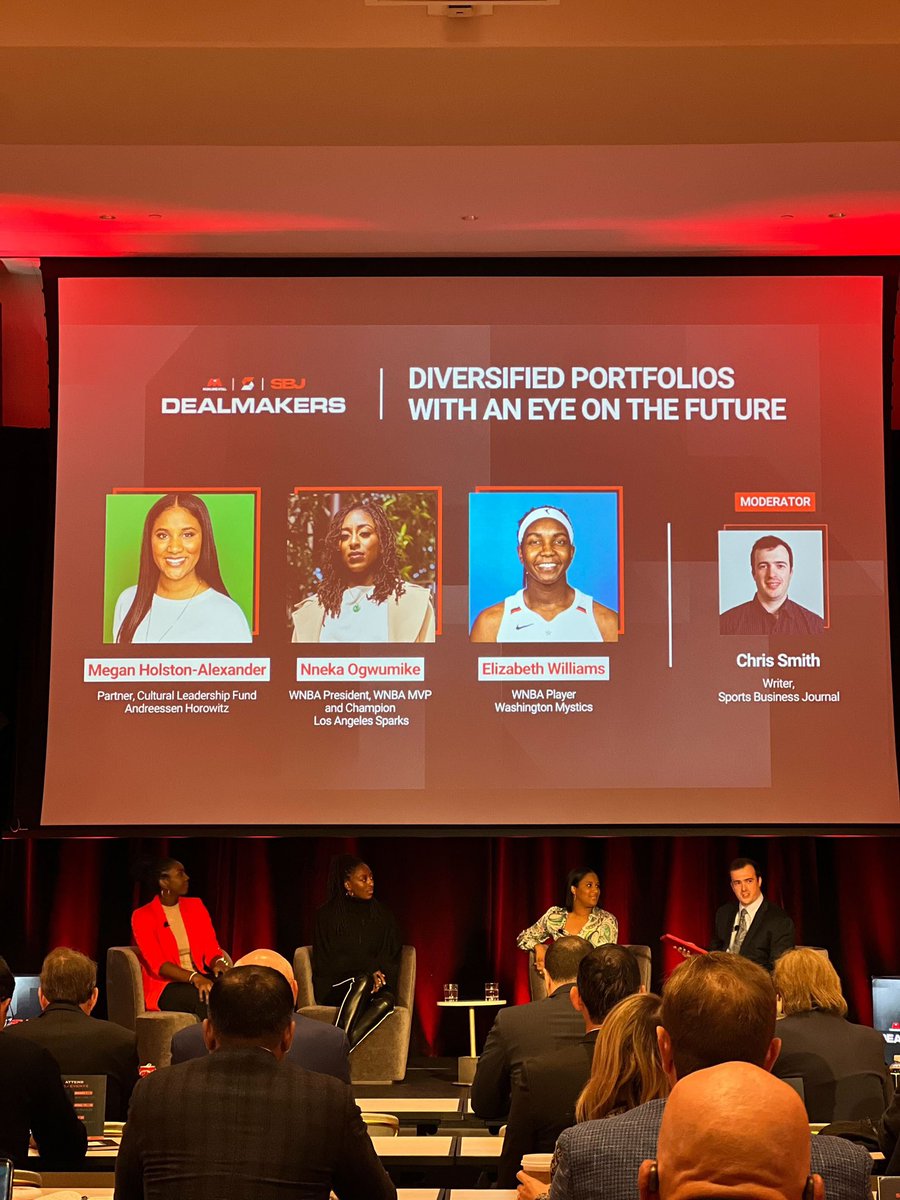 a16zclf's tweet photo. CLF’s @meghalexander joined WNBA players @nnekaogwumike and @E_Williams_1 as part of a panel at @SBJ’s #SBJDM to discuss investing for athletes and their social impact #clfsquad @SportTechie ⬇️
https://t.co/nLEQB7eUsx https://t.co/bvMLMoeskh