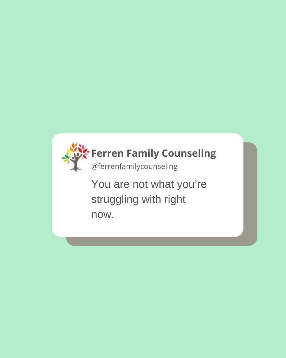 You are defined by so much more than what you are struggling with right now. 
Mistakes and struggles don’t define who you are.
You are so much more! 
#mentalwellness #TherapistTwitter #therapy #keepgoing #mentalhealth #mentalhealthconversations #memphis #ferrenfamilycounseling