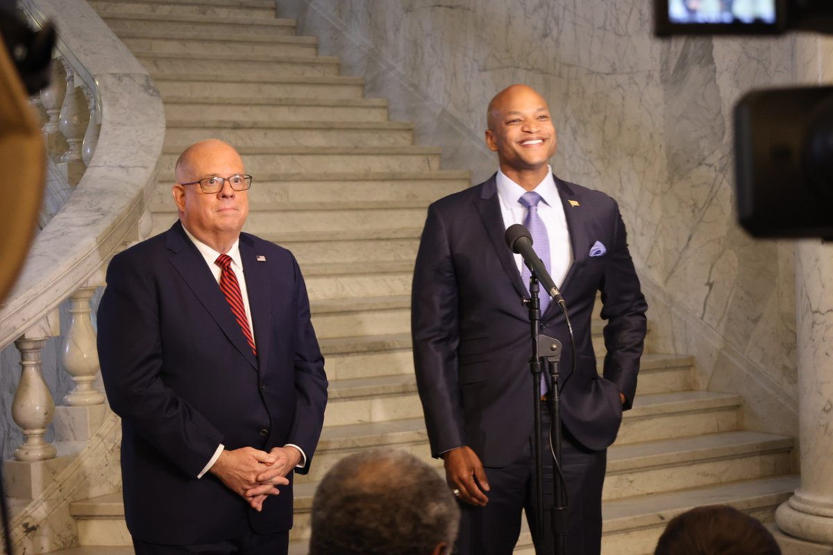 iamwesmoore's tweet photo. This morning I was grateful to meet with @GovLarryHogan to discuss our Transition. 

We’re proud to work with the Governor’s Office to facilitate a smooth and peaceful transition into our administration to begin serving the people of Maryland.

This is how our democracy works. https://t.co/9pLxpYmKcK