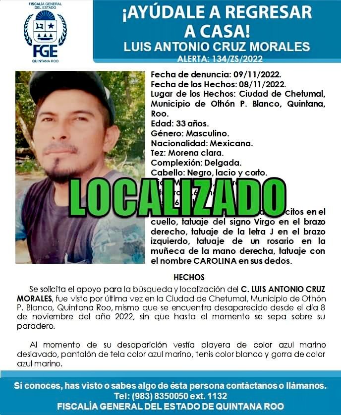 Comisión de Búsqueda Quintana Roo (@busqueda_qroo) on Twitter photo 