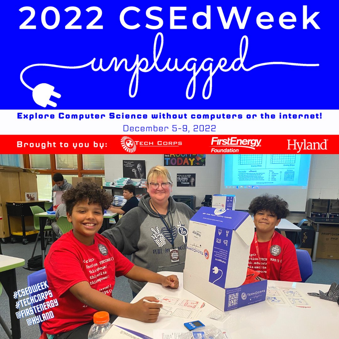 techcorpsus's tweet image. Get UNPLUGGED this #CSEdWeek! #TECHCORPS is providing computer science lessons to elementary and middle school teachers. Register for your free lessons at bit.ly/22csedwk@Glob_… @BrillianceOhio @IPROMISESchool @oakmontedu @OHDELAschool @EEGschools @ConstellationOH @HSALorain
