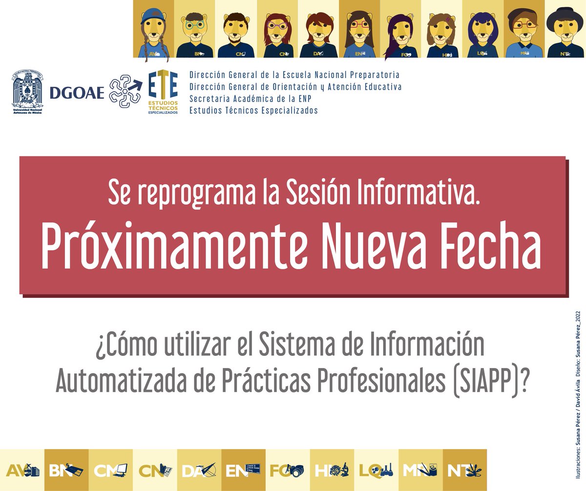 ETE_ENP's tweet photo. #ETEInforma
Próximamente se anunciará la nueva fecha de la Sesión Informativa ¿Cómo utilizar el Sistema de Información Automatizada de Prácticas Profesionales (SIAPP)? https://t.co/k1f4lZY52e