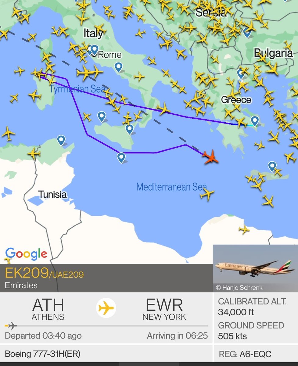 OAlexanderDK's tweet photo. According to Greek news sources EK209 bound for New York is being diverted due to a suspect onboard. https://t.co/nMwHf4wWRn