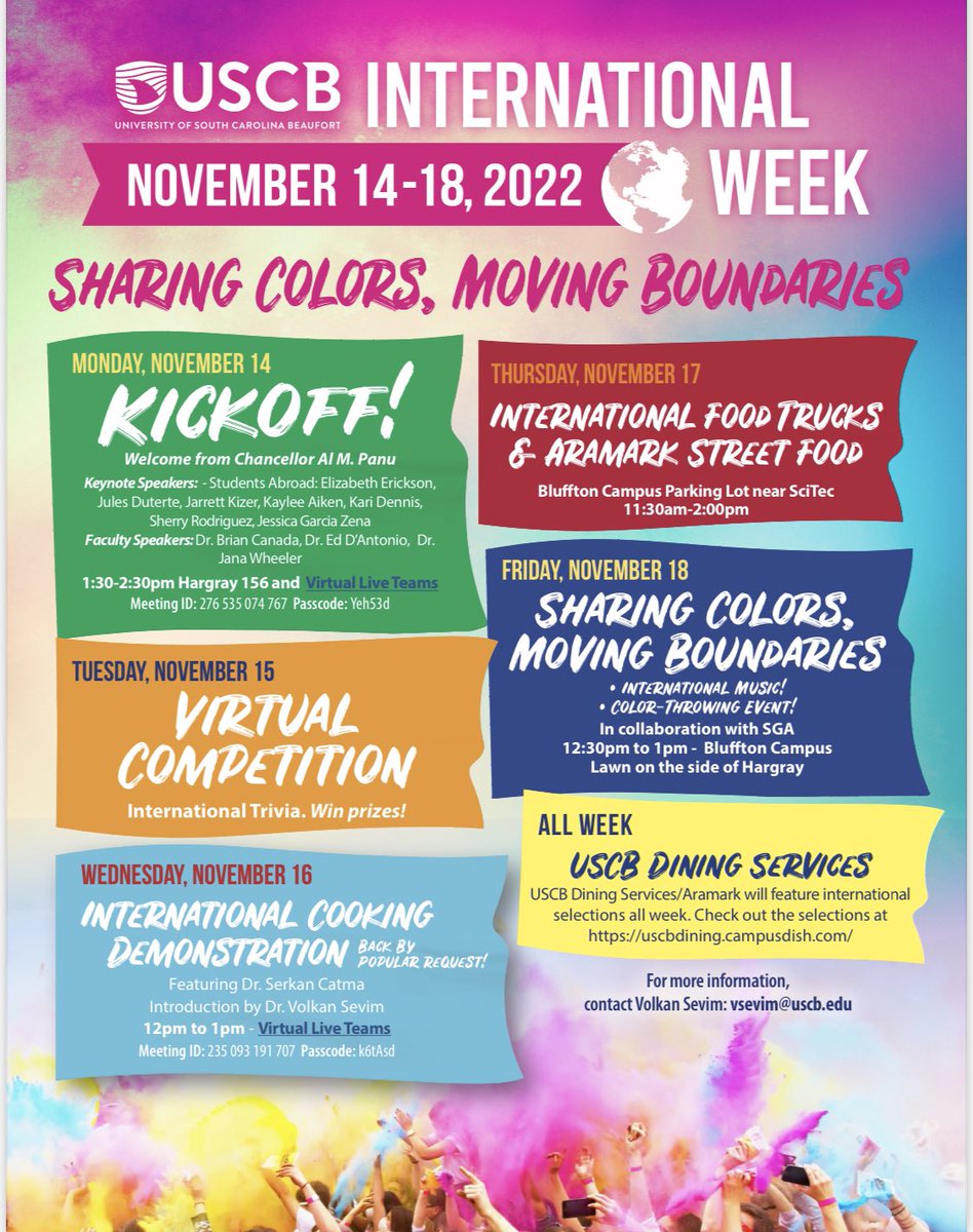 USCBadvising's tweet photo. Get ready for International Week next week! There will be good food, great company, and amazing events happening all week long. https://t.co/iwbSI956JX