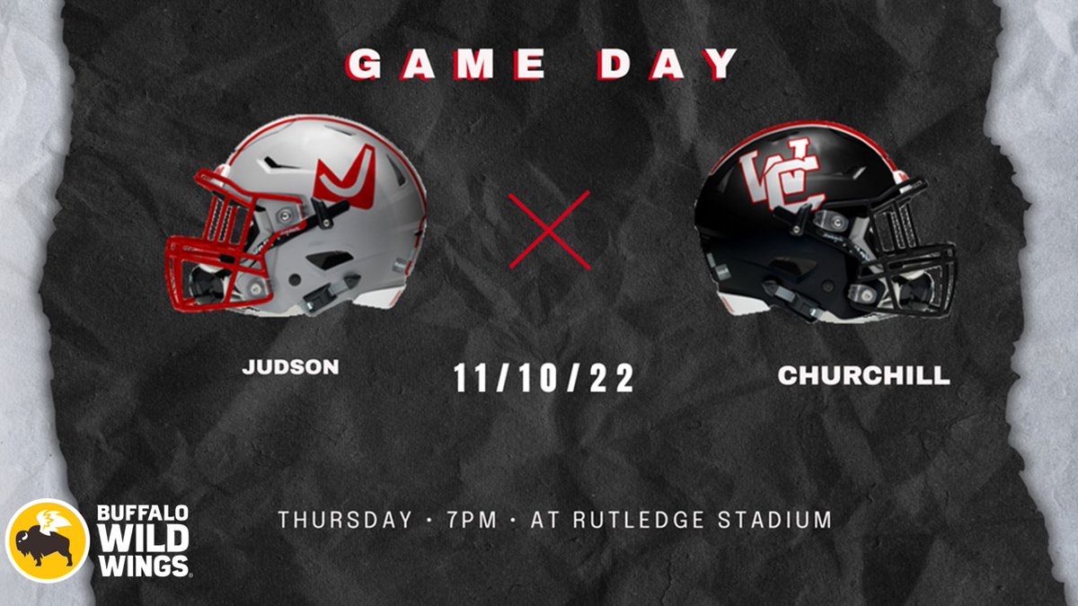 Win or Go Home! Good luck to the @JudsonFootball as they take on Churchill tonight! It's playoff time so make sure all the Rockets fans get out and support your team. @BWWings is there for your pre-game tailgate activity. Go Rockets! Edit courtesy of @GoEditGraphics