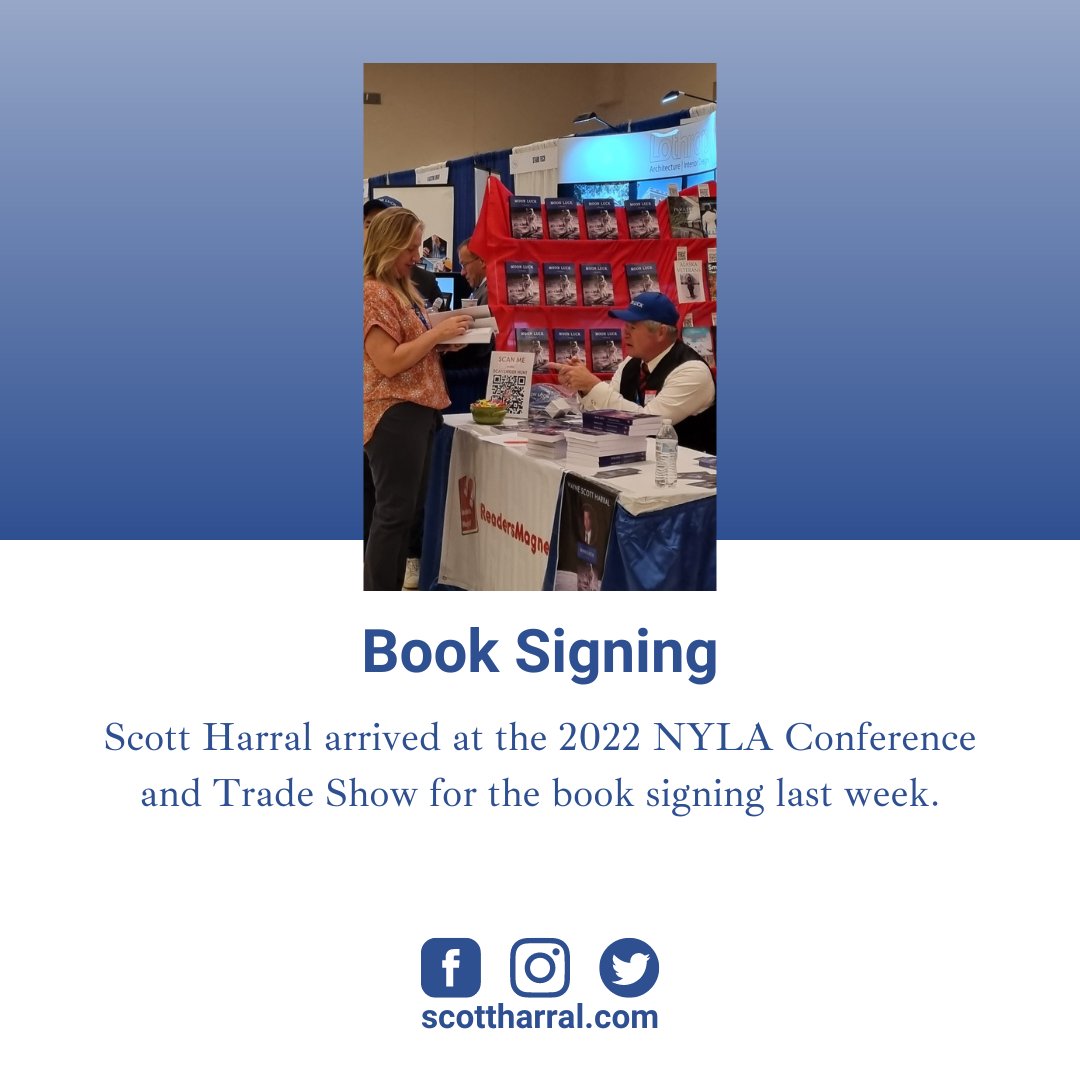 LuckHarral's tweet photo. Scott Harral, the author of Moon Luck, attended the 2022 New York Library Association Conference and Trade Show for a book signing, together with @readersmagnet.

Follow Scott for more updates!

#ScottHarral #WayneScottHarral #MoonLuck #BookSigning #NYLA2022 #ReadersMagnet https://t.co/xGMjwGvPnW