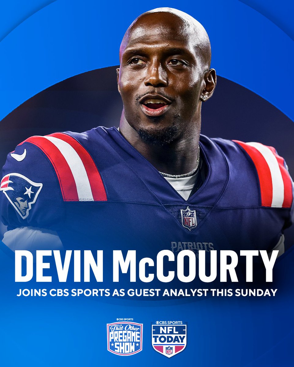 This Sunday, Patriots safety and 3-time Super Bowl champion Devin McCourty joins CBS Sports as a guest analyst: THAT OTHER PREGAME SHOW, 9 AM ET on CBS Sports Network THE NFL TODAY, 12 PM ET on CBS and Paramount+