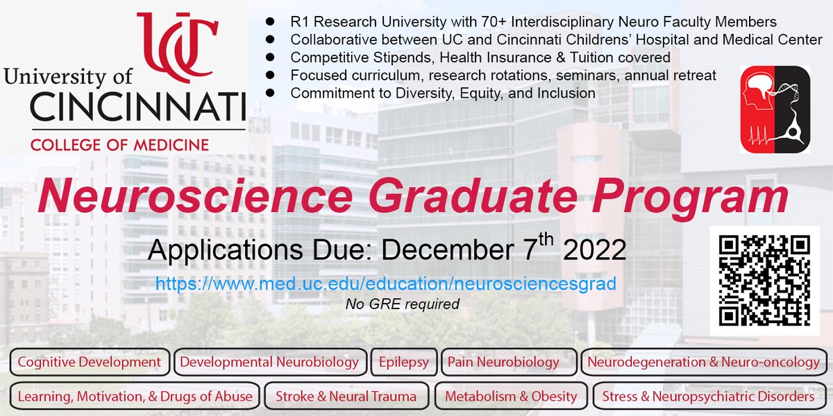 Application deadline approaching to conduct your Neuroscience PhD research at the University of Cincinnati: