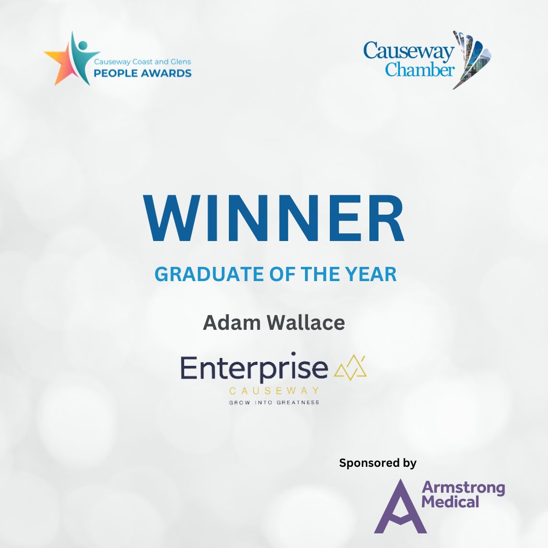Congratulations to Adam Wallace who has won graduate of the year award! Enterprise Causeway 

enterprisecauseway.co.uk

#CausewayPeopleAwards22 #NorthernIreland #OurPeople