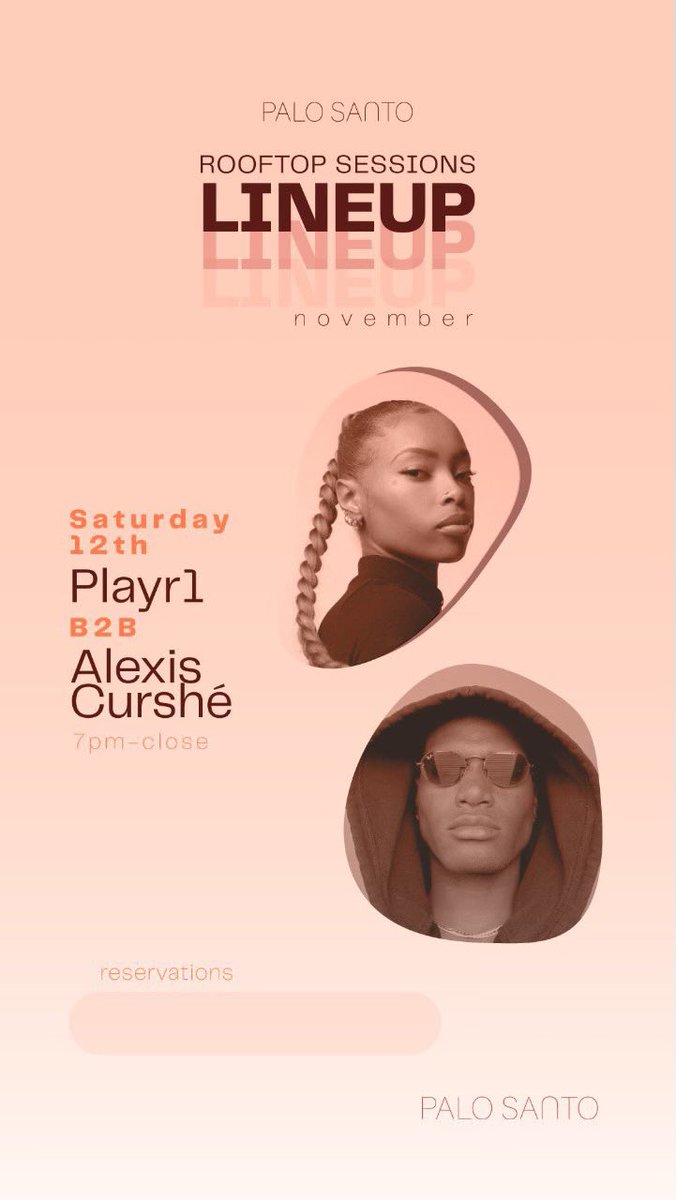 AlexisCurshe's tweet image. Looking forward to this 6hr b2b session this Saturday on Palo Santo rooftop. Reservations in my bio. #keepitdeep