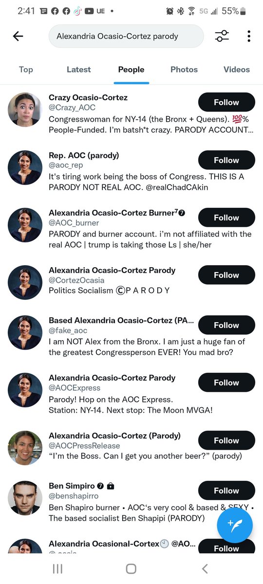 Dab_Cat710's tweet photo. @lincplaysgames @PsychoticCastle @Amos80343214 @CathyNotToday @StephenKing I'll just leave my first search results on Twitter when checking if leftist parody accounts are in fact nonexistent. Seems pointless to look more into the statement which was obviously false even prior to checking on it. https://t.co/hHXeBa5f4F