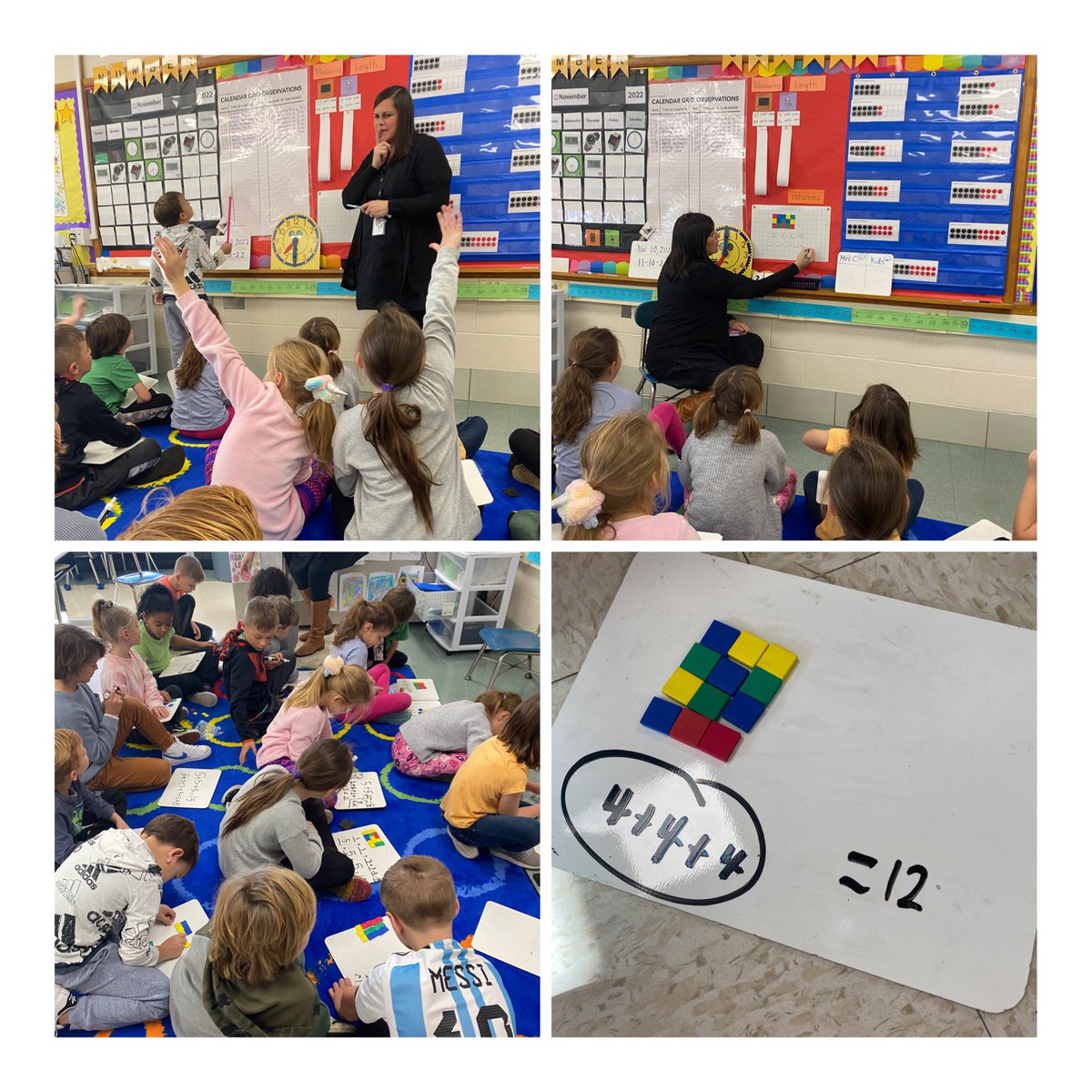 Dbjohnsonmath's tweet image. 2nd Graders in Mrs. Clavedetscher’s room at MES working hard in Number Corner to make predictions for the calendar and writing repeated addition equations for arrays in the Rows and Columns Game! @mesppal @Mpsdmartin