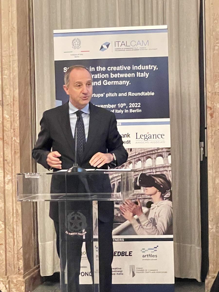 timmesfeld's tweet photo. Inspiring event and roundtable at @ItalyinGermany about startups in the creative industry, cooperation between Germany &amp; Italy with H.E. Armando Varricchio,  Startup Commissioner @annachristmann @BMWK and ITALCAM General Manager Allesandro Marino. @GeneraliDE @giulioben #startup https://t.co/uvYLXXdbhT