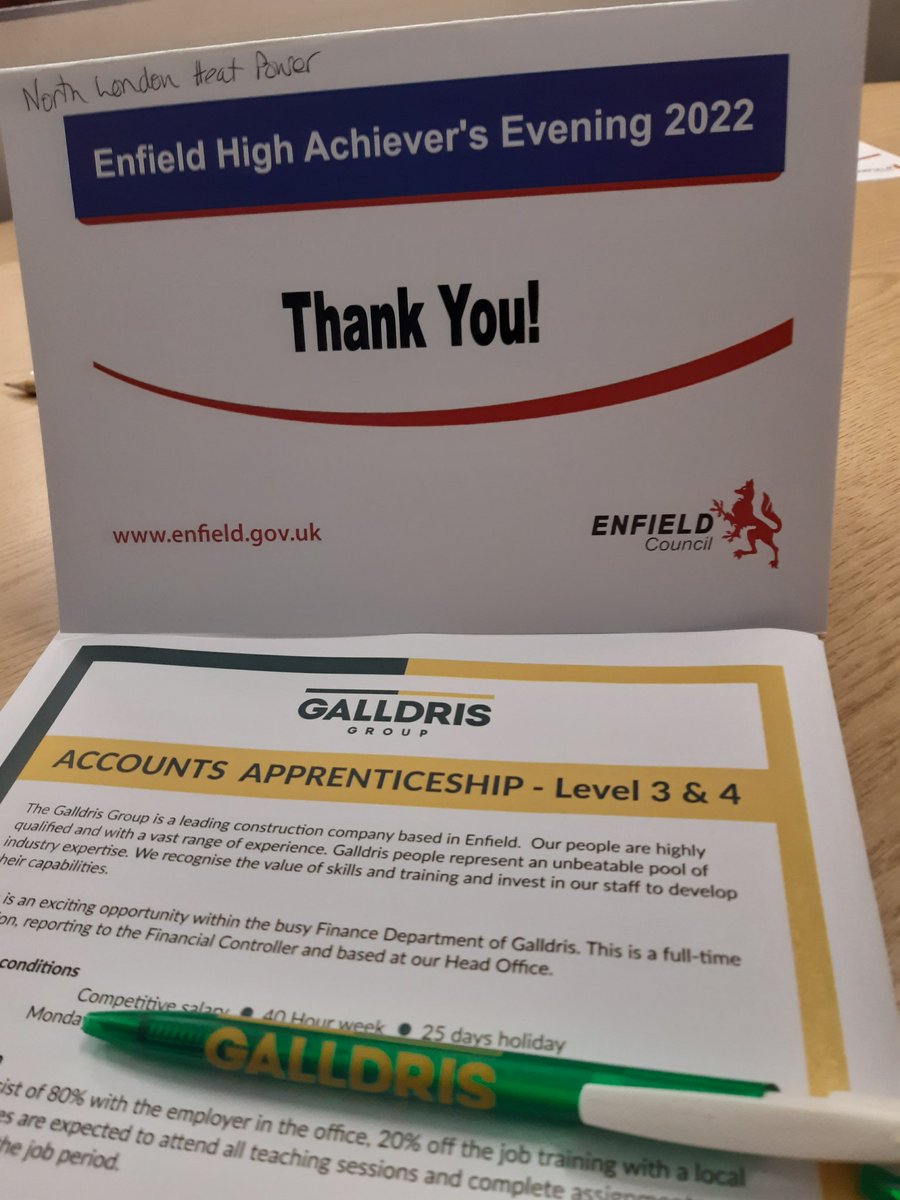 Galldris are at the Enfield High Achievers Evening. Promoting opportunities that will be available through the NLHPP project.  <a href="/Galldris/">Galldris</a> <a href="/EnfieldCouncil/">Enfield Council</a> <a href="/NLHPP/">North London Heat and Power Project</a>