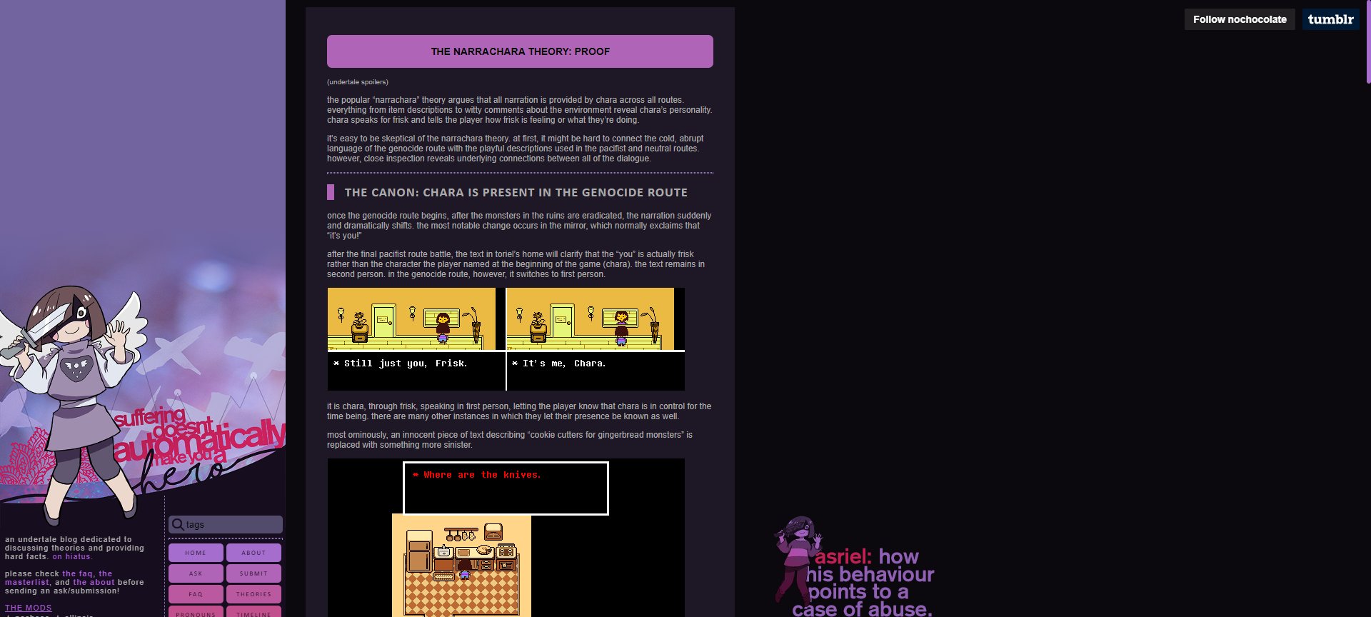 daily toby fox trivia on Twitter: "(12/7/2015) Tumblr blog "nochocolate