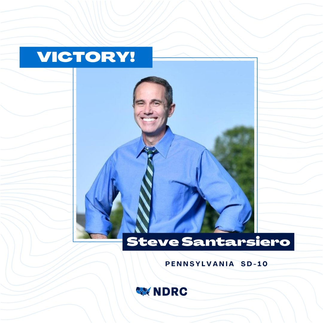 🎯NDRC TARGET VICTORY 🎯

The fight goes on! Congratulations to #DemocracyDefender Steve Santarsiero (<a href="/steveforpasen/">Steve Santarsiero</a>) for winning their election in Pennsylvania’s State Senate District 10 and working to preserve and protect democracy in Pennsylvania.