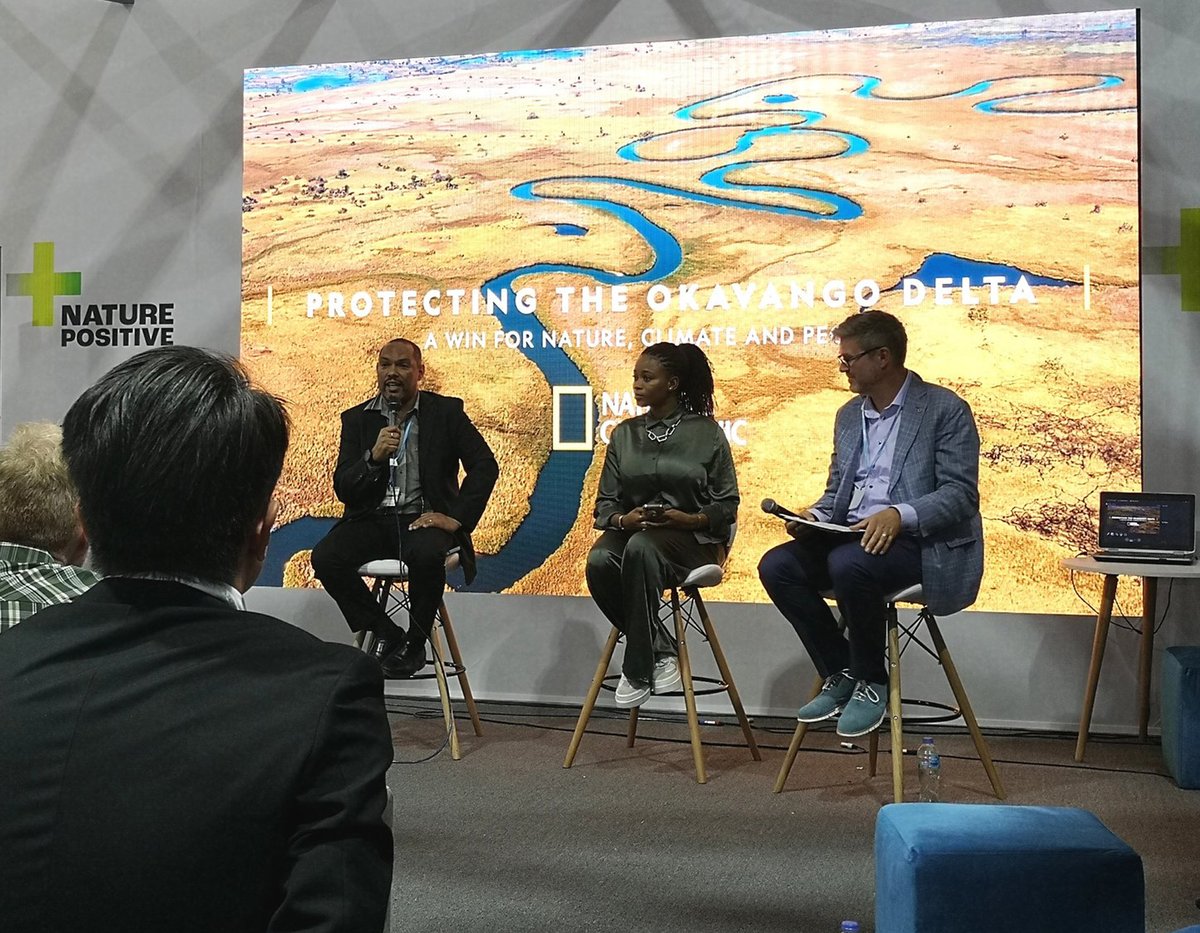 Protecting the Okavango Basin represents one of the most critical conservation opportunities in Africa this decade. 'We have an opportunity to make history here. This is an ecosystem that benefits three countries,' said @intotheOkavango’s @vladyRusso at #COP27. 📷@Nature4Climate