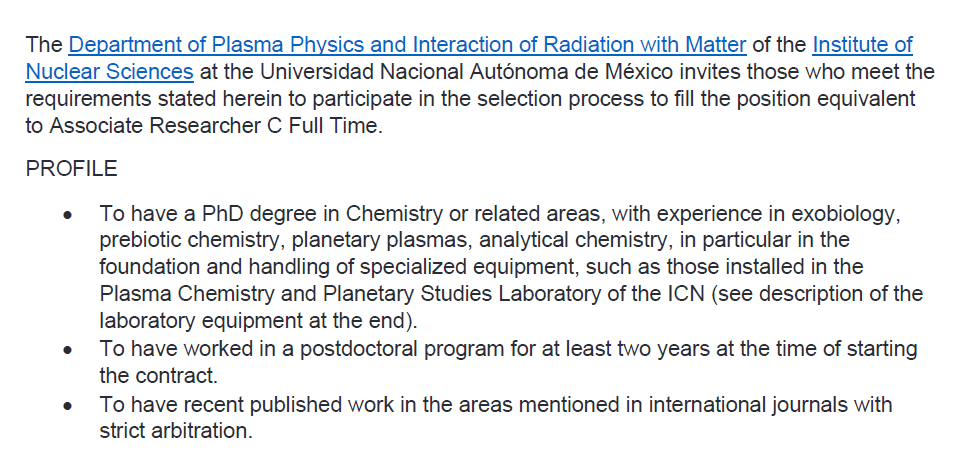 antigonasegura's tweet photo. OPEN POSITION in #astrobiology #PlanetarySciences
at @icnunam in Mexico City
Deadline: November 24, 2022
RT https://t.co/EosVxq8pq8