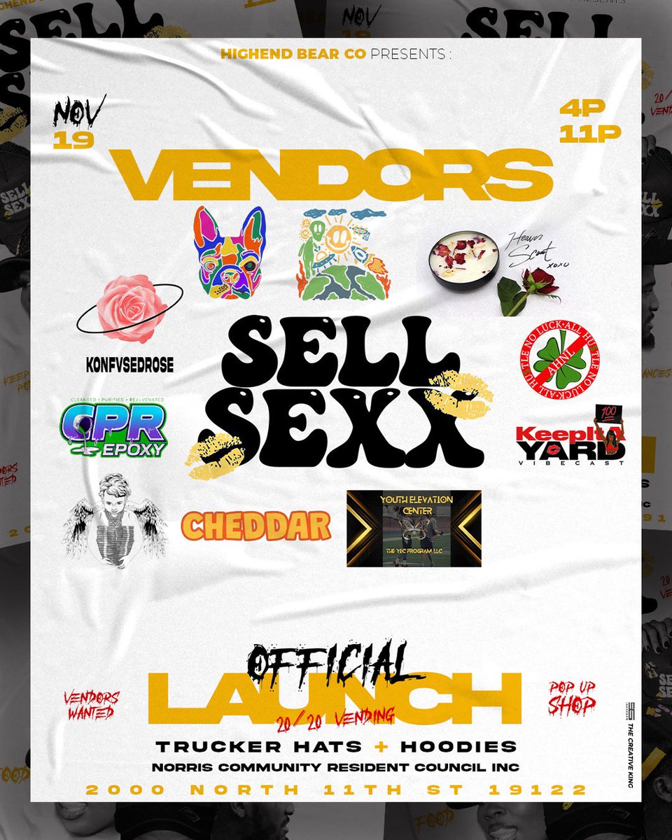 Nov 19th !!! #sellsexx Official Launch And Pop Up Shop ! We So Excited To See All Our Supports And Vendors ! If You Have A Brand And Interested In Vending It’s A $20 Fee !