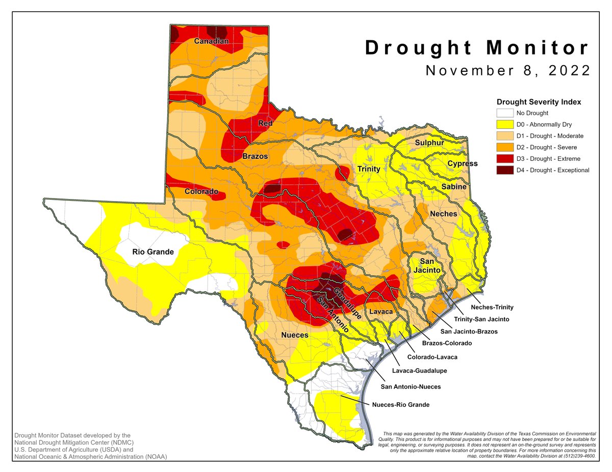 In recent weeks, the eastern half of Texas has received much-needed rainfall. Drought conditions have improved in north central Texas and scattered areas along the coast. The latest Texas drought map is now available at go.usa.gov/xtQdD. #txwater #txdrought
